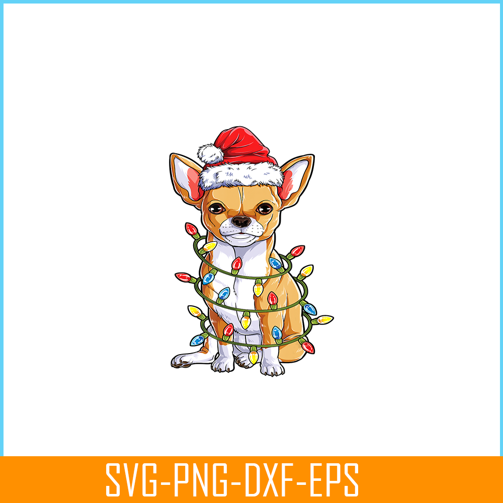 PNG141023130-Chihuahua Santa Christmas Tree Lights Xmas Gifts Boys Kids T-Shirt Png.png