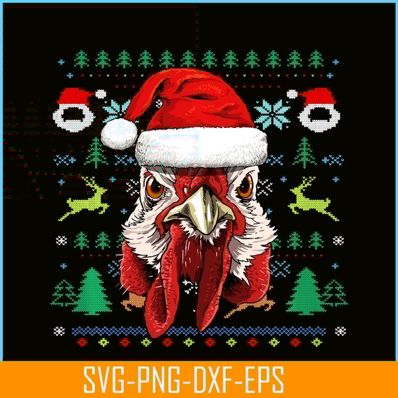 PNG141023126-Chicken Ugly Christmas Santa Hat Xmas Gifts Kids Boys Girls Sweatshirt Png.png