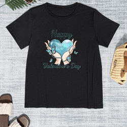 happy valentine's day round neck short sleeve t-shirt, heart lover hoodie valentine's day, heart round sweatshirt gift