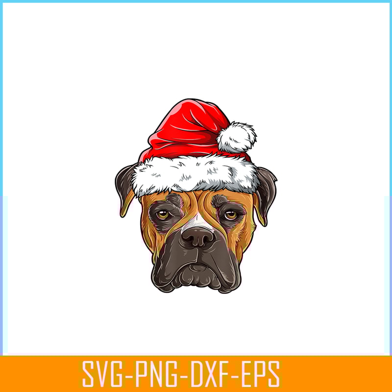 PNG141023107-Boxer Christmas Dog Santa Hat Xmas Boys Kids Girls Gifts T-Shirt Png.png