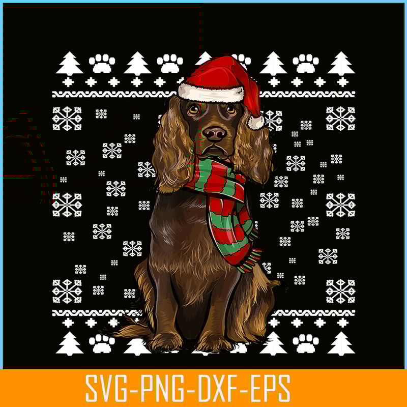 PNG141023109-Boykin Spaniel Dog Santa Hat Xmas Ugly Christmas T-Shirt Png.png