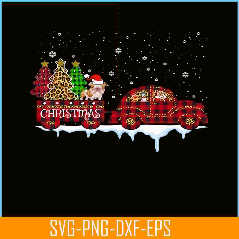 PNG141023113-Bulldog Christmas Plaid Leopard Truck Santa Xmas Tree Dog T-Shirt Png.png