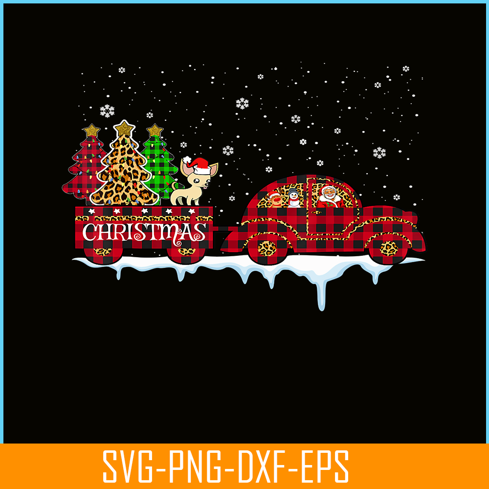 PNG141023129-Chihuahua Dog Christmas Red Plaid Truck Santa Xmas Tree T-Shirt Png.png