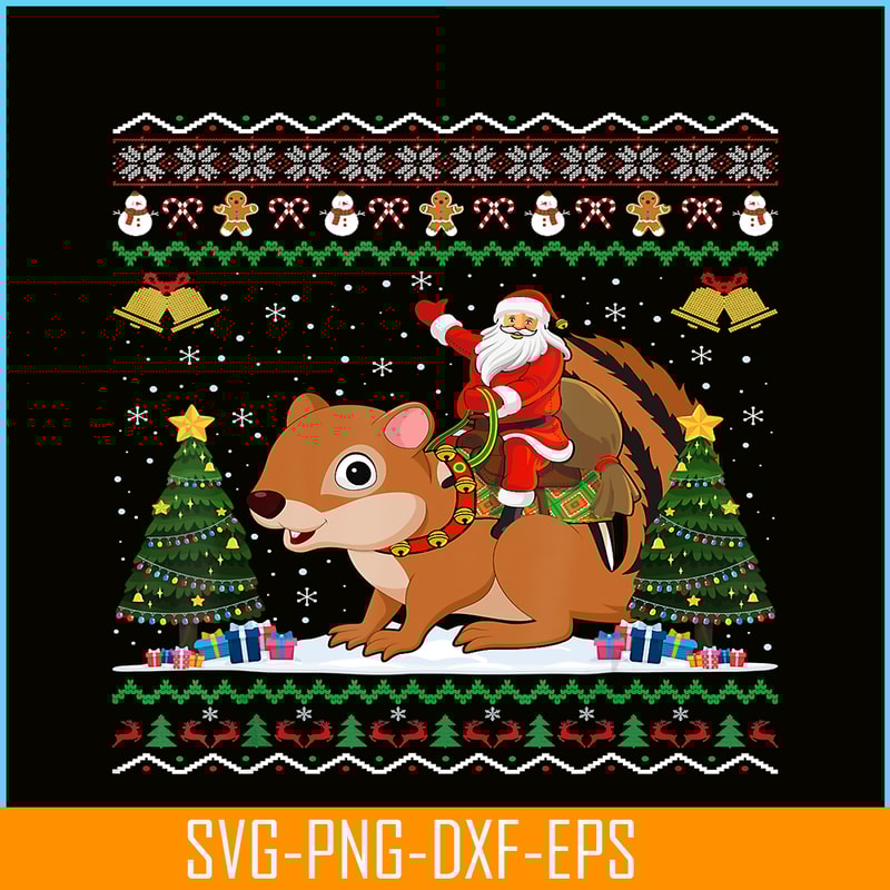 PNG141023132-Chipmunk Ugly Xmas Gift Santa Riding Chipmunk Christmas T-Shirt Png.png