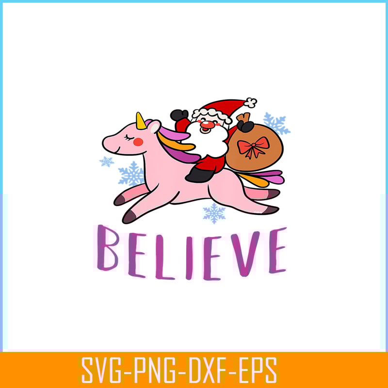 PNG14102366-Unicorn Christmas Believe Cute Santa Unicorn Xmas Girls T-Shirt Png.png