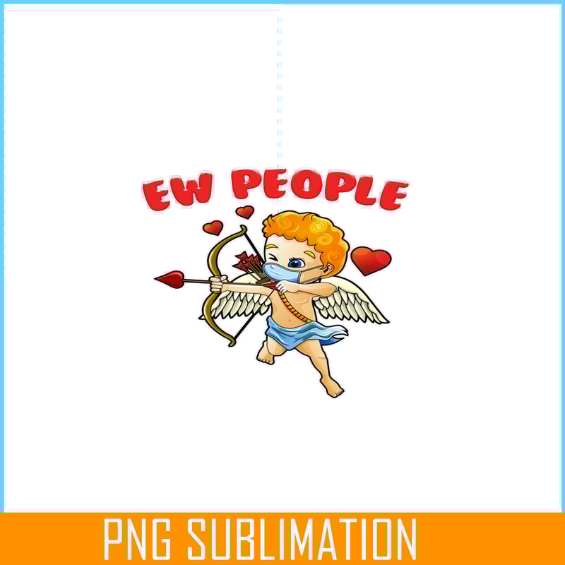 VLT19102337-Ew People Cupid Wearing Mask PNG, Hearts Valentine PNG, Valentine Holidays PNG.png