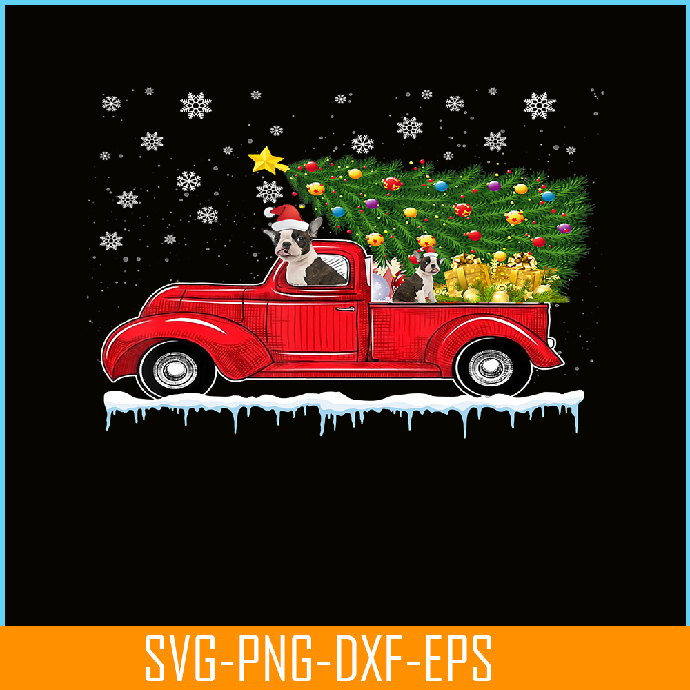 PNG141023105-Boston Terrier Red Car Truck Christmas Tree Santa Xmas Dog T-Shirt Png.png