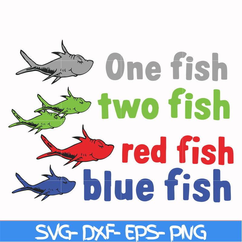 DR00078-One fish two fish red fish blue fish svg, png, dxf, eps file DR00078.jpg