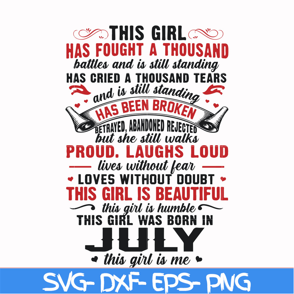 FN0001023-This girl has fought a thousand battles and is still standing this girl was born in July this girl is me svg, png, dxf, eps file FN0001023.jpg