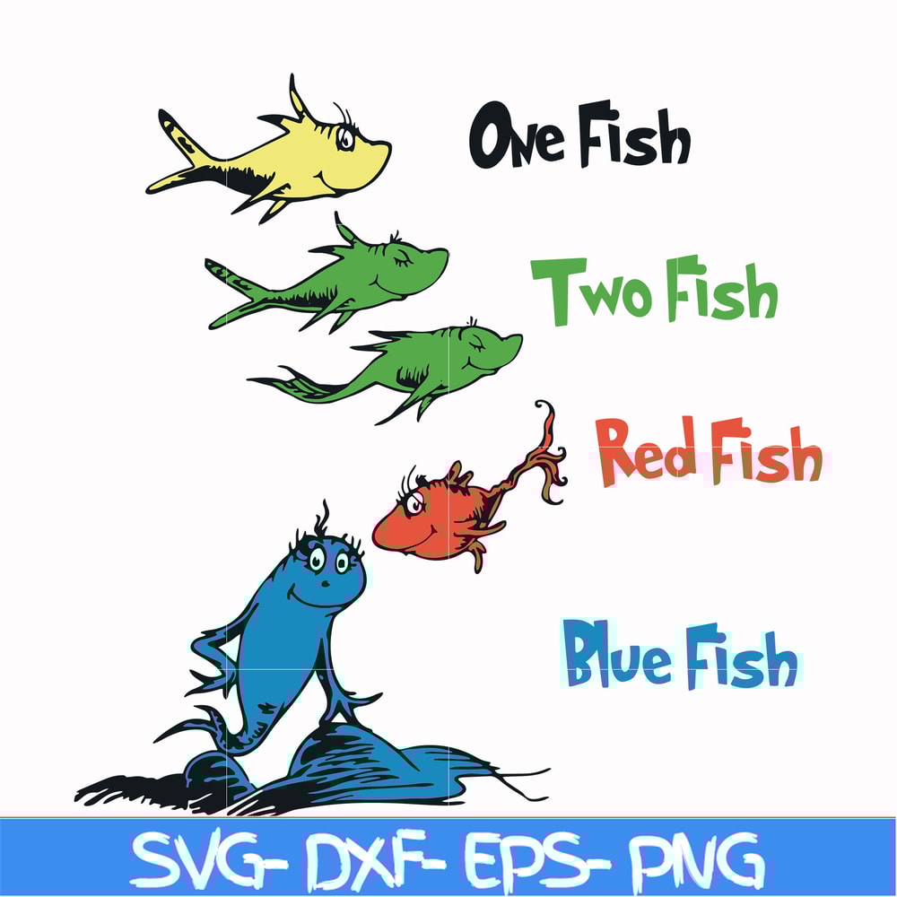 DR000105-One fish two fish red fish blue fish svg, png, dxf, eps file DR000105.jpg