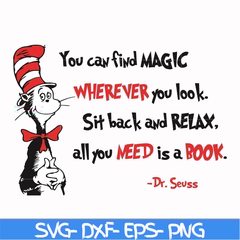 DR00050-You can find magic wherever you look sit back and relax all you need is a book svg, png, dxf, eps file DR00050.jpg