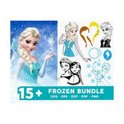 15 frozen bundle svg, trending svg, frozen svg, disney princess svg, frozen princess svg, elsa svg, anna svg, olaf svg,
