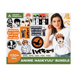 150 anime haikyuu bundle svg, anime svg, anime design svg, haikyu svg bundle, silhouette cut files, clipart,svg files f