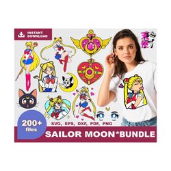 200 sailor moon bundle svg, sailor moon bundle svg, sailor moon vector, sailor moon cutfile, anime svg, anime vector, a