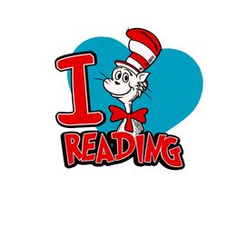 i love reading svg, dr seuss svg, the cat in the hat svg, dr seuss cat svg, the cat svg, reading svg, catinthehat svg, c