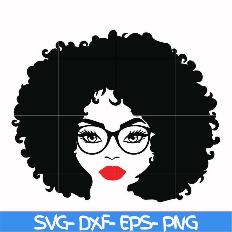 OTH0001-Afro puff svg, woman with glasses svg, png, dxf, eps file OTH0001.jpg