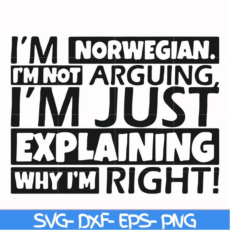 FN000562-I'm Norwegian I'm not arguing I'm just explaining why I'm right! svg, png, dxf, eps file FN000562.jpg