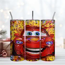 3d art mcqueen cars tumbler wrap, skinny 20oz tumbler design digital file