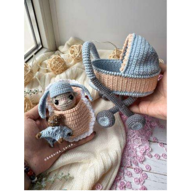 Baby Doll in a Baby Carriage,  Amigurumi PDF Pattern toys patterns.jpg
