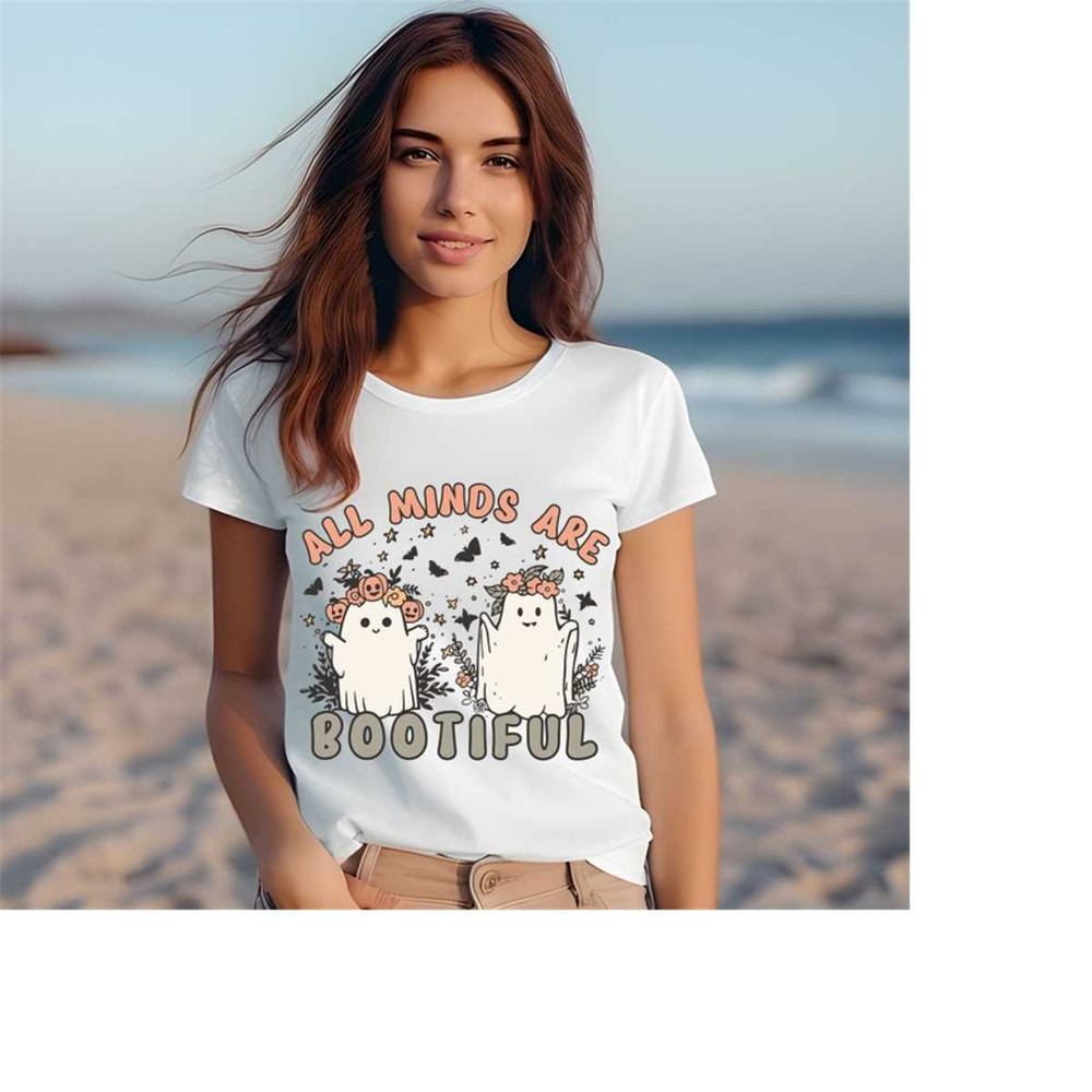 All Minds Are Bootiful Halloween School Tshirt, Fall Vintage Ghost Sweatshirt, Halloween Pumpkin Tshirt, Spooky Season T.jpg