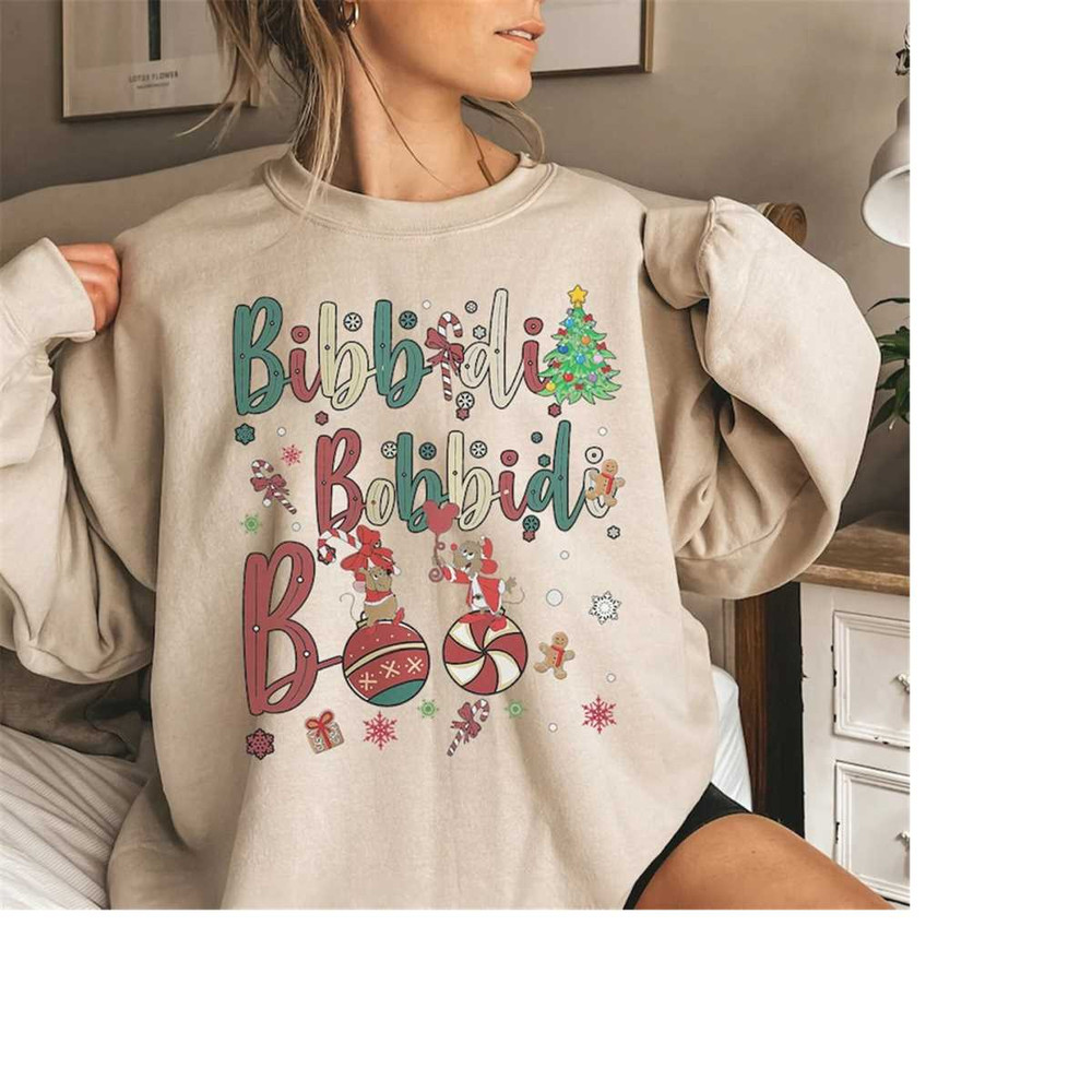 Bibbidi Bobbidi Boo Christmas Sweatshirt, Jaq And Gus Christmas Shirt, Funny Disney Cinderella Shirt, Mickey's Very Merr.jpg