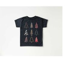 boho christmas tree toddler tee, christmas season shirt, cute holiday girls shirt, toddler youth santa tee, retro boho c