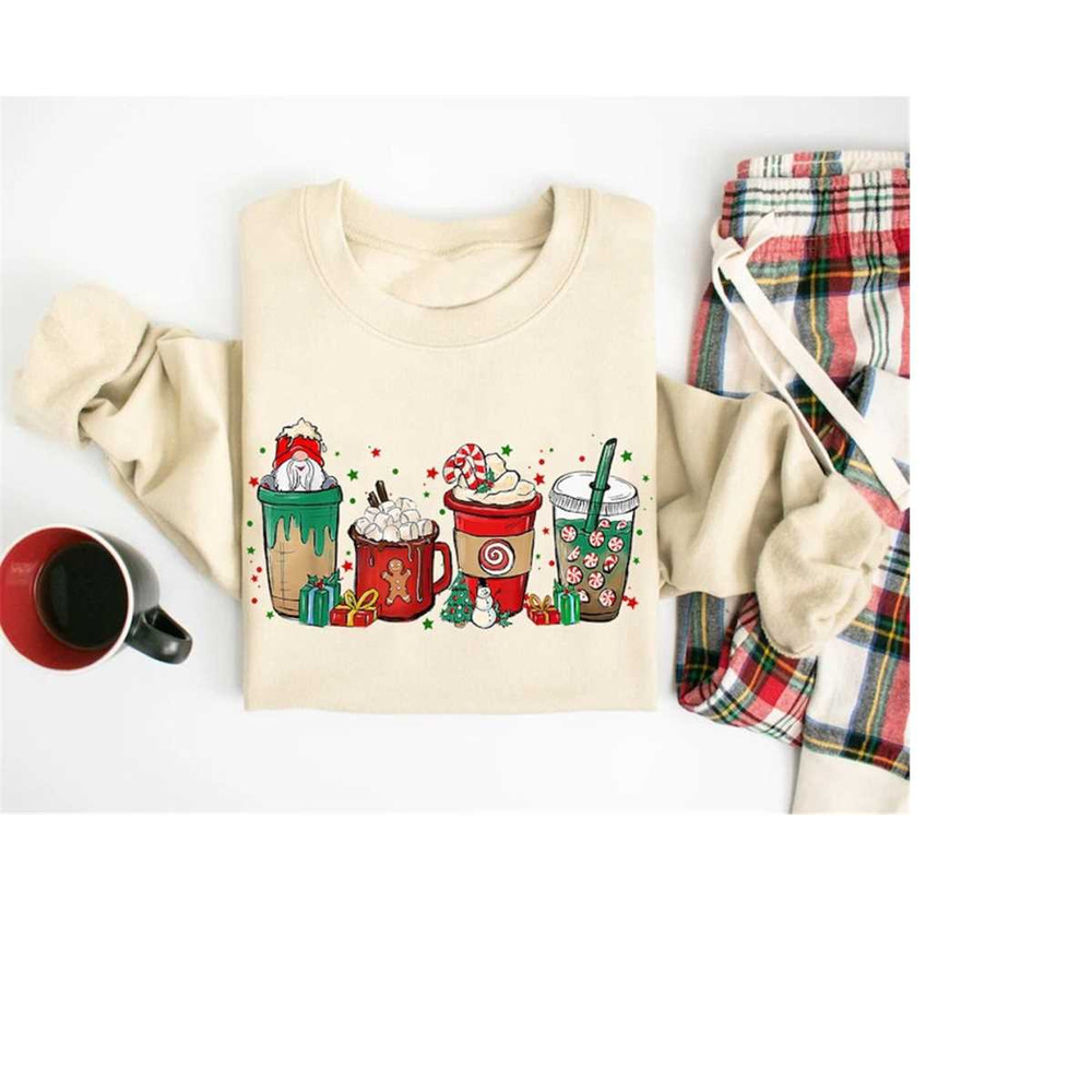 Christmas Coffee Shirt, Christmas coffee Sweatshirt, Coffee Lover gift, Latte Drink Crewneck, Women Holiday Sweater, Xma.jpg