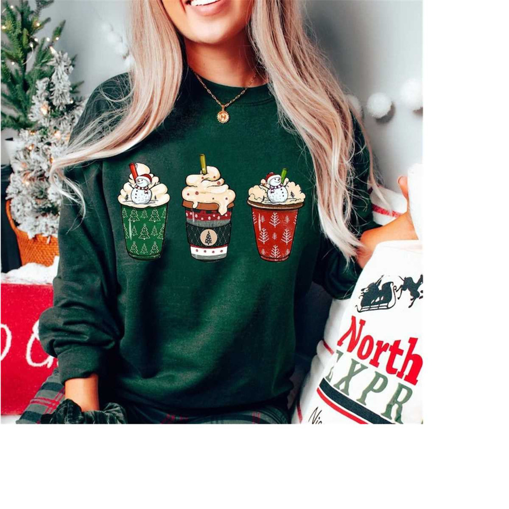 Christmas Coffee Sweatshirt, Christmas Sweatshirt, Christmas Shirt, Christmas Snowman Latte Coffee Lover, Coffee Lover G.jpg