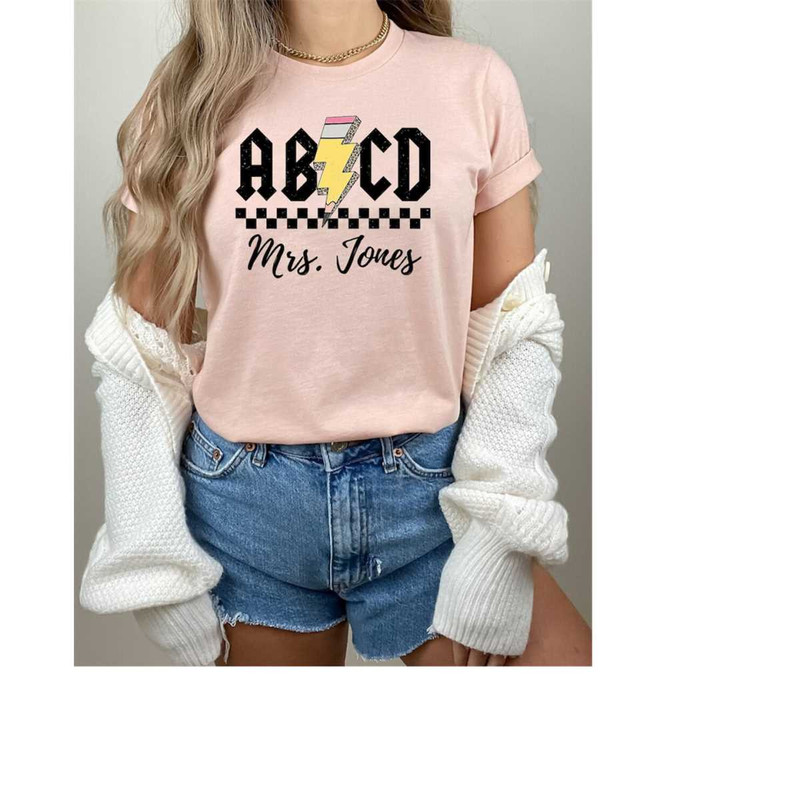 Custom Teacher Shirt Retro ABCD Teacher Name Shirts For Back to School Teacher Appreciation Gift Customized Name Teacher.jpg