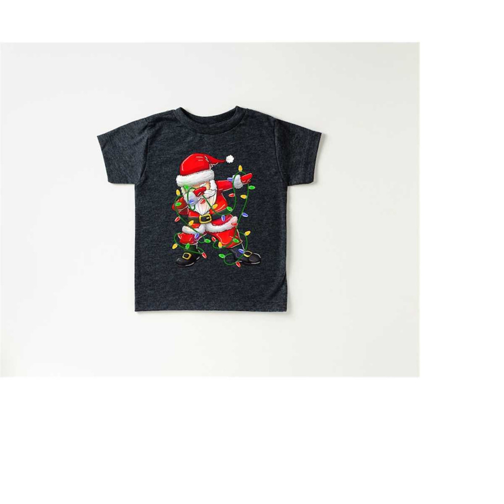 Dabbing Santa Toddler Tee, Christmas Season Shirt, Cute Holiday Girls Shirt, Toddler Youth Santa Tee, Retro Boho Cute Vi.jpg