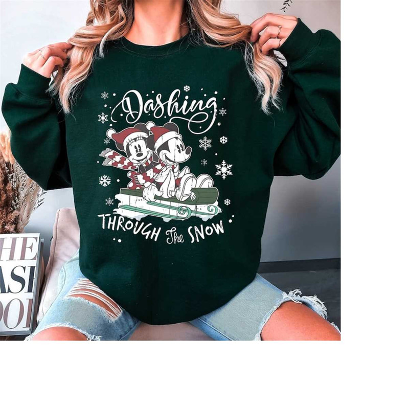 Dashing Through The Snow Mickey Minnie Christmas Sweatshirt, Disney Christmas Shirt, Mickey's Very Merry Christmas Party.jpg