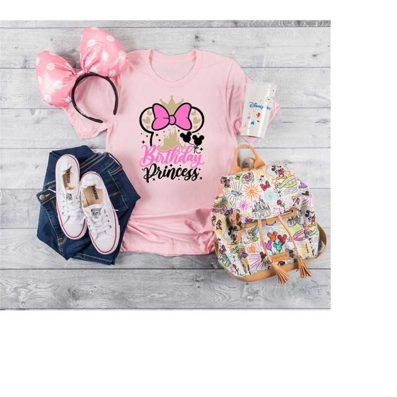 Disney Birthday Princess Comfort Colors Shirt, Birthday Minnie Ears Shirt, Disney Birthday Girl Tee, Disneyworld Shirt,.jpg