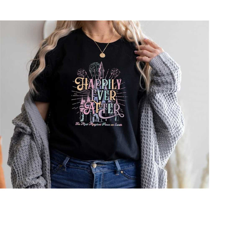 Disney Happily Ever After Shirt, Colorful Vacay Shirt, Disney Aesthetic Shirt, Disneyworld Shirt, Disney Family Trip Sh.jpg