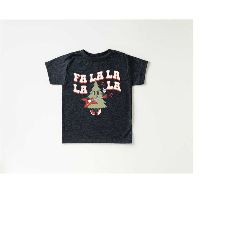 Fa La La La Tree Toddler Tee, Christmas Season Shirt, Cute Holiday Girls Shirt, Toddler Youth Santa Tee, Retro Boho Cute.jpg