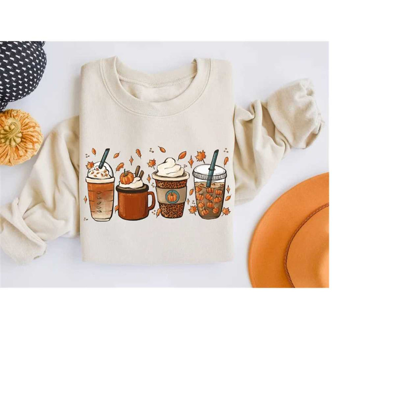 Fall Coffee Sweatshirt for Women, Vintage Thanksgiving Sweater, Fall Crewneck Pumpkin Spice Sweatshirt, Fall Shirt, Pump.jpg