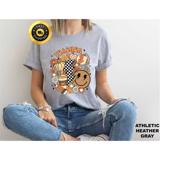 Fall Teacher shirt,Teacher Appreciation Shirt,Autumn Teacher Tee, Fall Pumpkin Cute Teacher Tee, Fall Vibes Teacher Gift.jpg