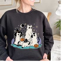 ghost cat hallowee tshirt, fall ghost cat scary pumpkin sweatshirt, cat witch halloween tee, halloween party gifts, hall