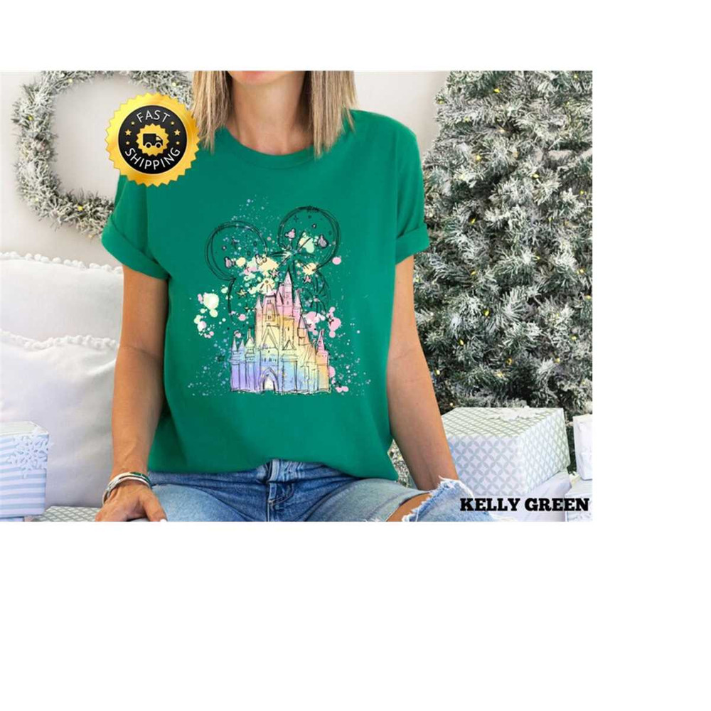 Disney watercolor Castle shirt, Disney Magical Castle shirt, Disney Trip Tee, Disney Family Trip Gift, Disney Matching F.jpg