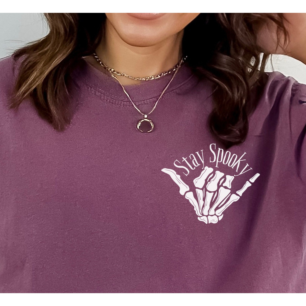 Stay Spooky Comfort Colors TShirt, Halloween Shirt, Boo Shirt, Skeleton Sweatshirt, Gift for Her, Halloween Clothes for Women, Halloween Tee.jpg