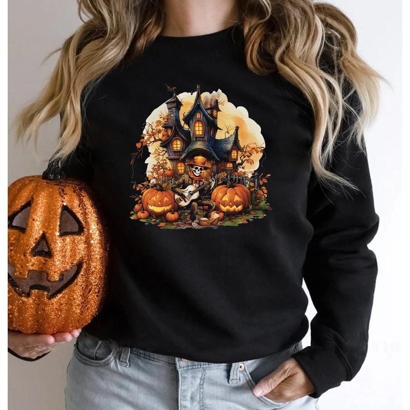 Halloween Haunted House Shirt,Halloween Horror House Tee,Halloween Skeleton Playing Guitar Shirt,Horror Night Tee,Darkest Brew Halloween Tee.jpg