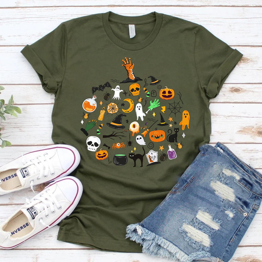 Halloween Little Things Doodles Shirt, Cute Halloween Tee Shirt, Halloween Graphic Shirt, Pumpkin Witch Ghost Spooky Mom Shirt,Halloween Tee.jpg