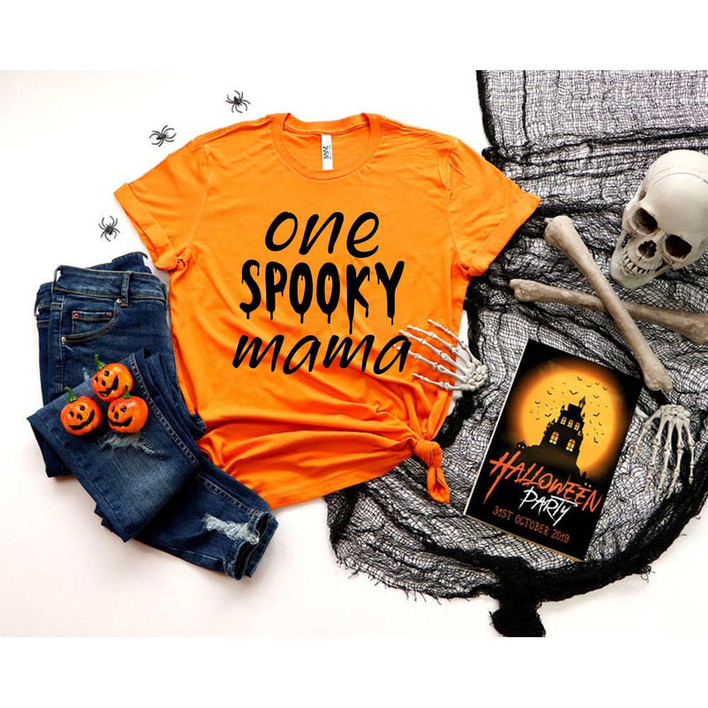 Halloween, One Spooky Mama Shirt, Halloween Shirt, Halloween Shirt For Mama, Halloween Gift for Mom, Halloween Unisex Adult Youth Shirt.jpg