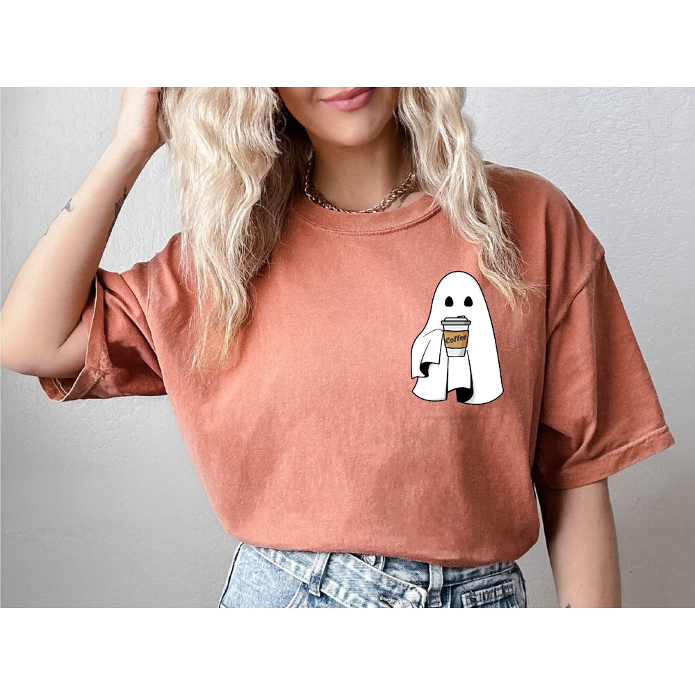 Comfort Colors® Cute Ghost Coffee Halloween Shirt, Spooky Season, Funny Halloween Shirt, Fall Coffee Lover, Retro Fall Shirt, Ghost Shirt.jpg
