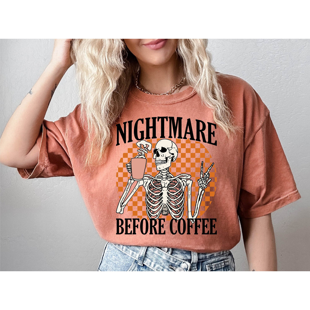 Comfort Colors® Funny Halloween Shirt, Cute Skeleton Halloween Shirt, Coffee Fall Shirt, Spooky Season, Womens Coffee Lover Skeleton Shirt.jpg