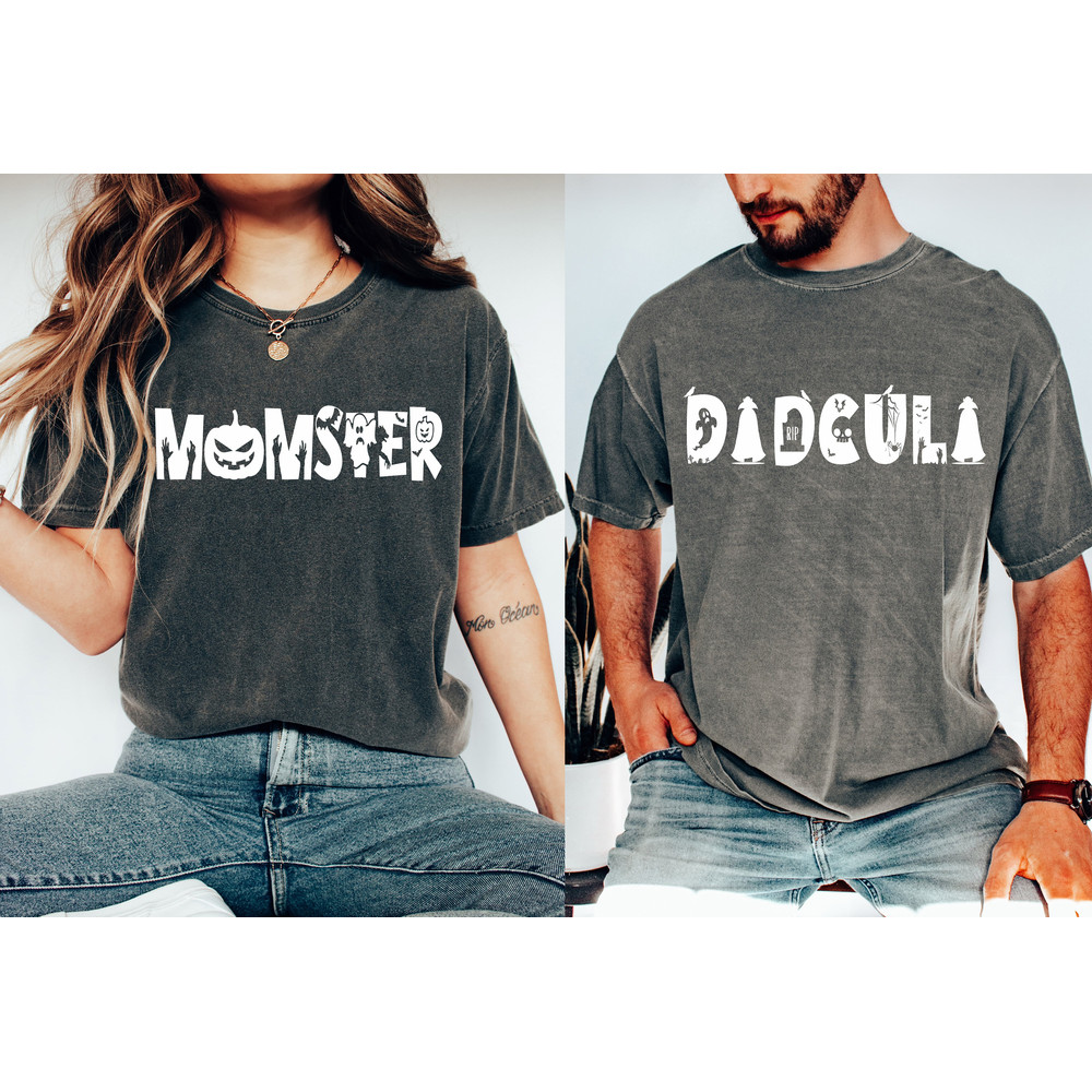 Comfort Colors® Momster Dadcula Shirt, Cute Mom Halloween Shirt, Funny Dad Halloween Shirt, Happy Halloween Gift, Fall Shirt, Matching Shirt.jpg