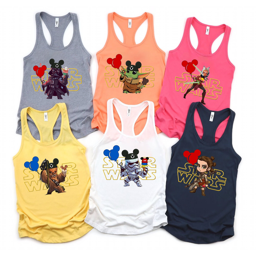 Star Wars Racerback, Star Wars Tank Top, Galaxy Cartoon Friends Tee, Cartoon Lovers Tank Top, Women's Ideal Racerback Tank, Matching Tanks.jpg