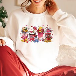 winnie the pooh valentine's coffee sweatshirt,happy v-day,disney winnie pooh,coffee lover,pooh fan,valentine's day shirt