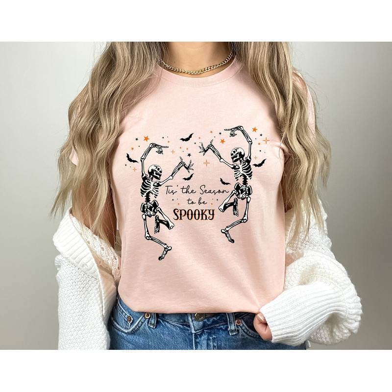 Tis The Season To Be Spooky Shirt, Retro Skeleton Dance Shirt, Vintage Vibes for Spooky Season, Retro Fall Shirt, Halloween Party Shirt.jpg