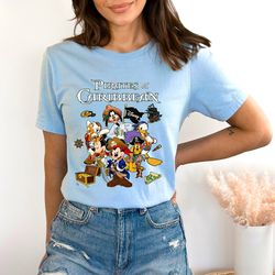 disney characters pirates of the caribbean shirt,mickey minnie pluto goofy donald and daisy duck pirates shirt, disney p