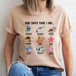 finding nemo movie characters god says that i am shirt,finding dory movie,